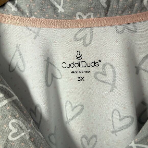 Cuddl Duds 2-Piece Classic Jersey Notch Collar Novelty Pajama Set 3XL Gray White - Picture 10 of 16